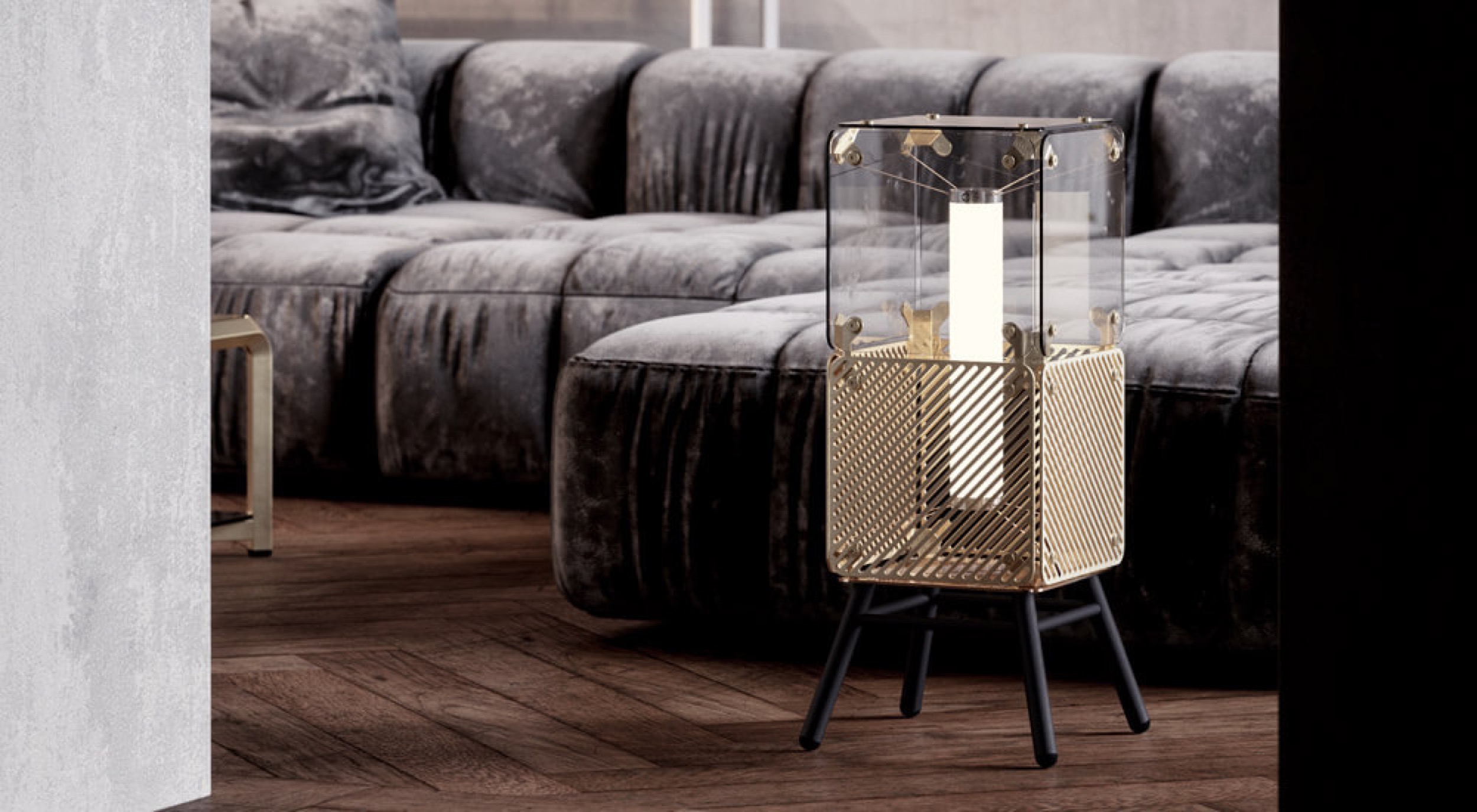 hyperqube bodenleuchte gold glas highend interior felix monza