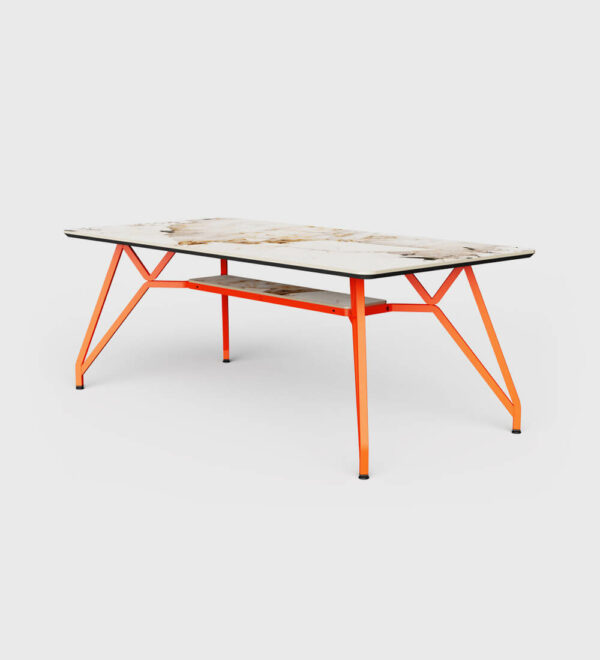 Design Tisch Industrial Marmor und Metall Orange